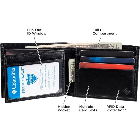 Columbia Men's Slim Bifold Wallet For Men's - Picture 6 of 10